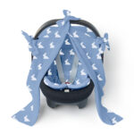Muslin Car Seat Cover - Mono Lapin Royal Blue - Image 4