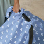Muslin Car Seat Cover - Mono Lapin Royal Blue - Image 5