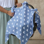 Muslin Car Seat Cover - Mono Lapin Royal Blue - Image 3