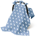Muslin Car Seat Cover - Mono Lapin Royal Blue