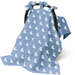 Muslin Car Seat Cover - Mono Lapin Royal Blue