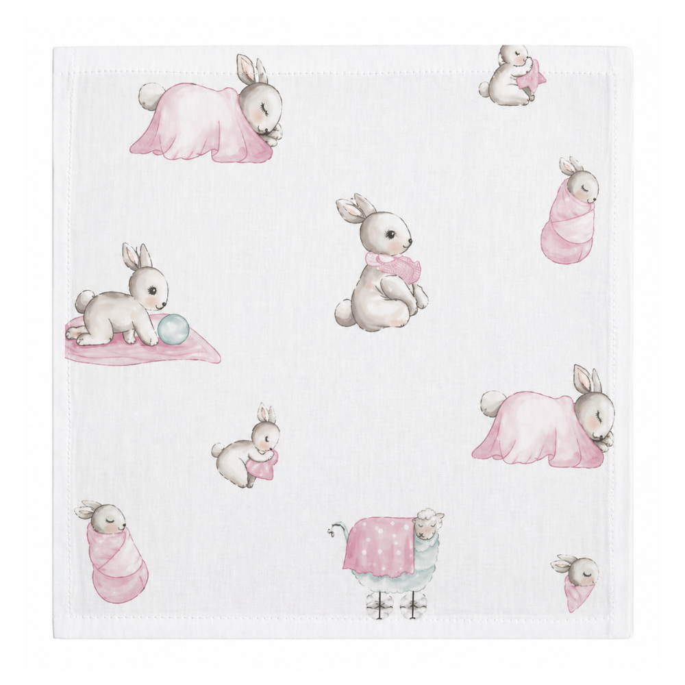 Small Muslin Squares UK | Pack of 5 | 20x20 cm | Baby Burp Cloths | Deux Lapins