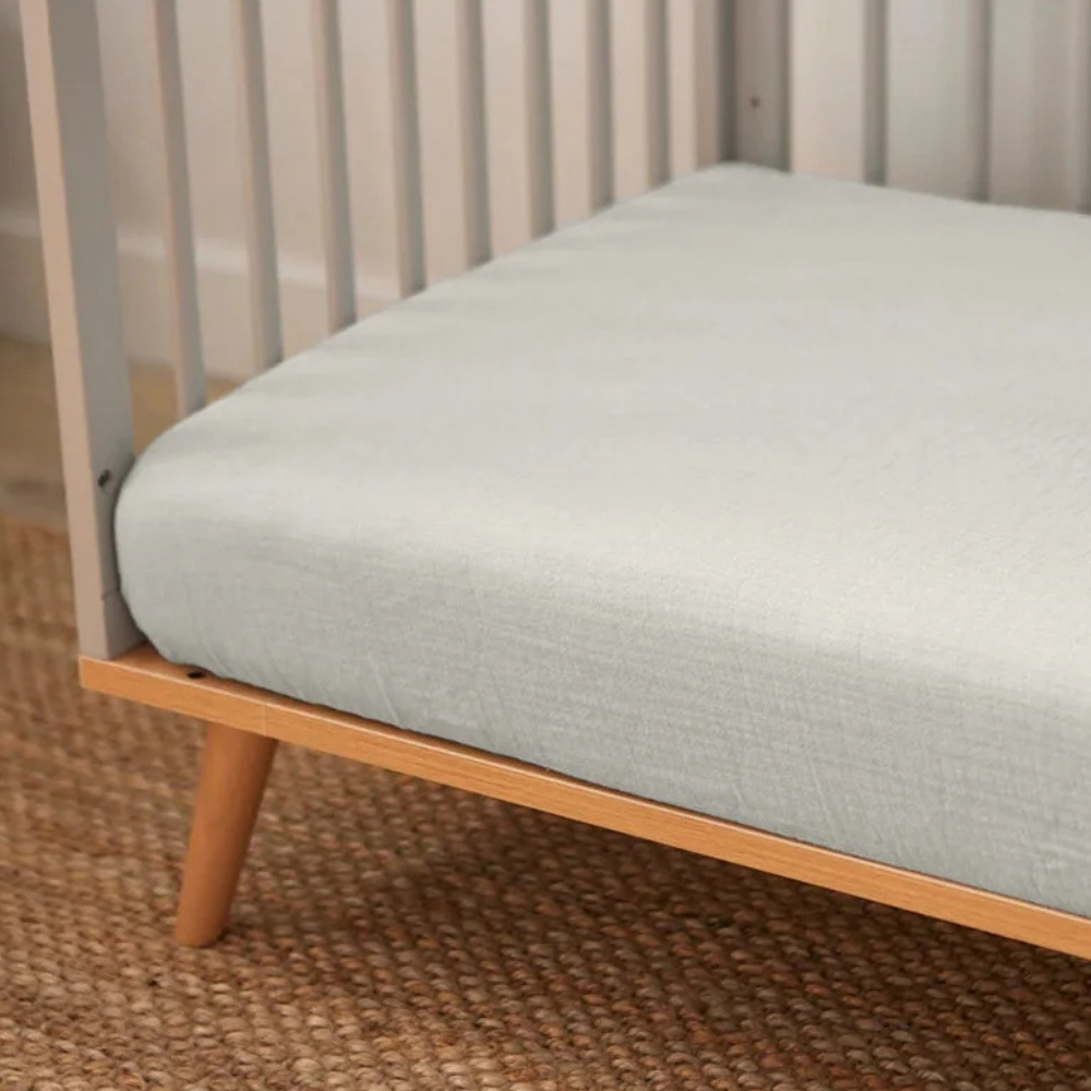 Muslin Fitted Cot Sheet UK | Cotton Grey | 70×140 cm | Deux Lapins