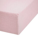 Muslin Fitted Cot Sheet UK | Innocent Pink | 70×140 cm | Deux Lapins