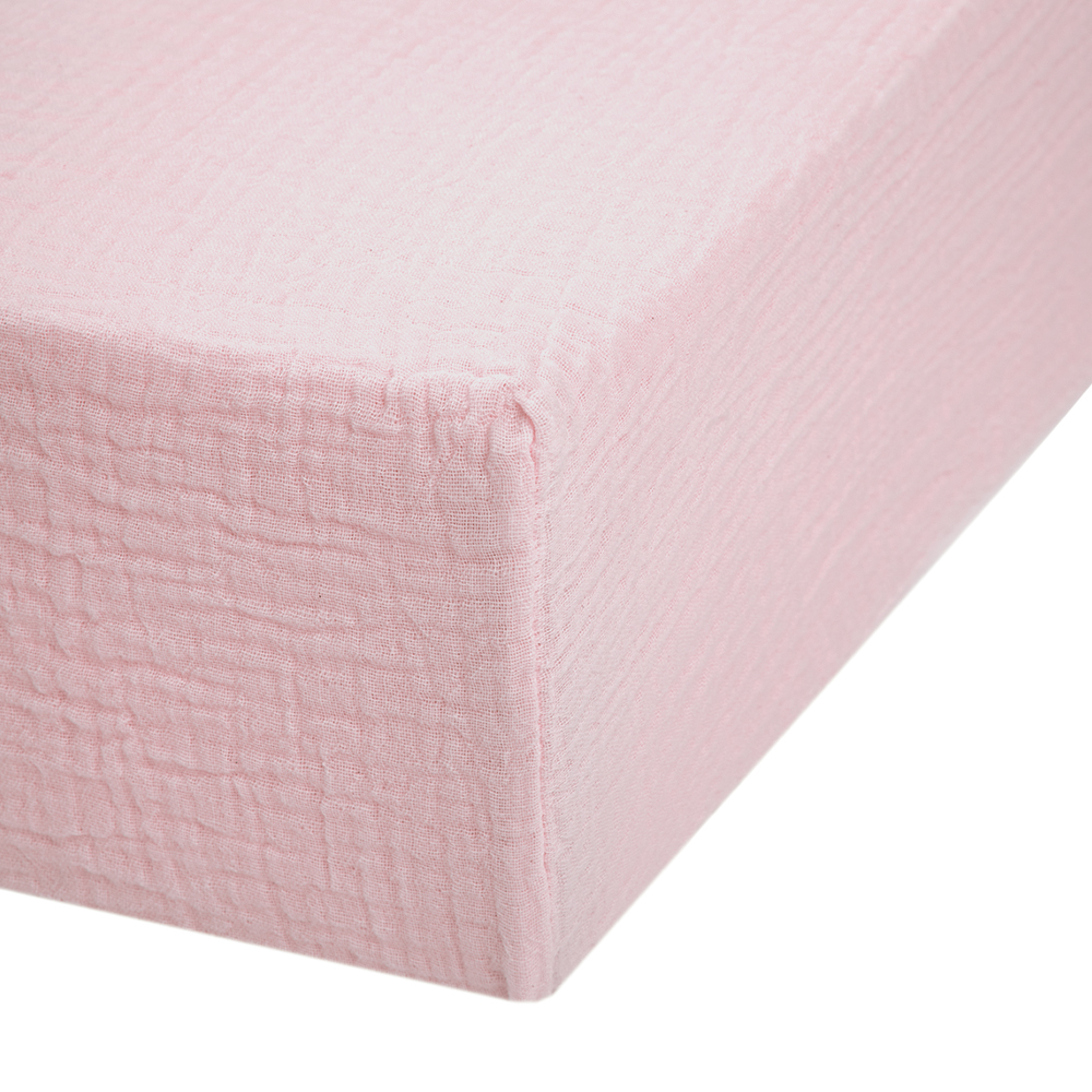 Muslin Fitted Cot Sheet UK | Innocent Pink | 70×140 cm | Deux Lapins