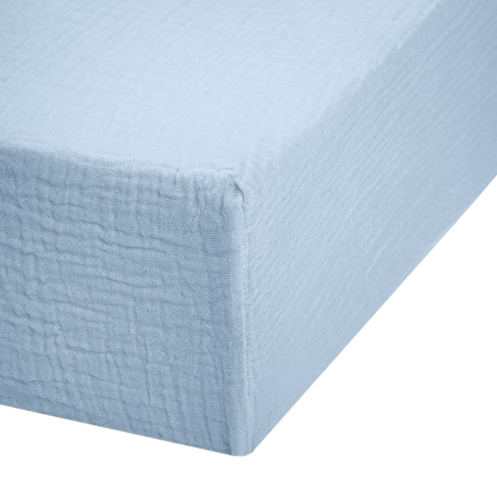 Muslin Fitted Cot Sheet UK | Endless Blue | 70×140 cm | Deux Lapins