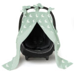 Muslin Car Seat Cover - Mono Lapin Matcha Green